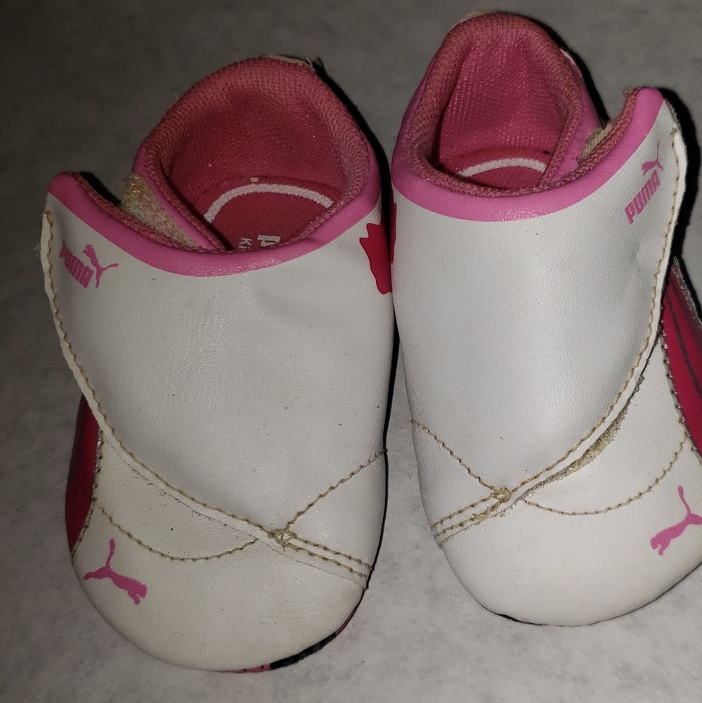 Puma Kids White and Pink Shoes